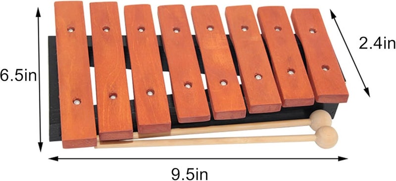 mocrcrel 9.5 inch 8 Notes Wood Xylophone Includes 2 Wooden Mallets Music Tools Percussion Instrument (1 Pcs) - Image 2